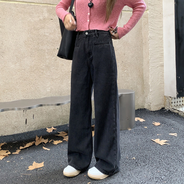 Quality pants closed eyes~boyfriend style jeans for women in spring 2025 straight loose floor wide-leg pants