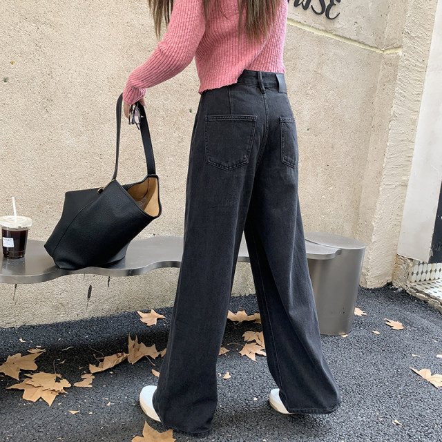Quality pants closed eyes~boyfriend style jeans for women in spring 2025 straight loose floor wide-leg pants