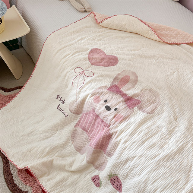 Class A pure cotton wrinkled yarn children's summer cool quilt single baby small quilt maternal and infant grade pure cotton air-conditioning quilt beanie quilt