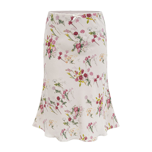 GO GIRL Go homemade European and American style retro flower bouquet printing skirt female summer A -line hip fishtail skirt