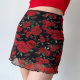 GO GIRL Go homemade retro European and American rose printed mesh skirt high waist bag hip short skirt female A -character skirt
