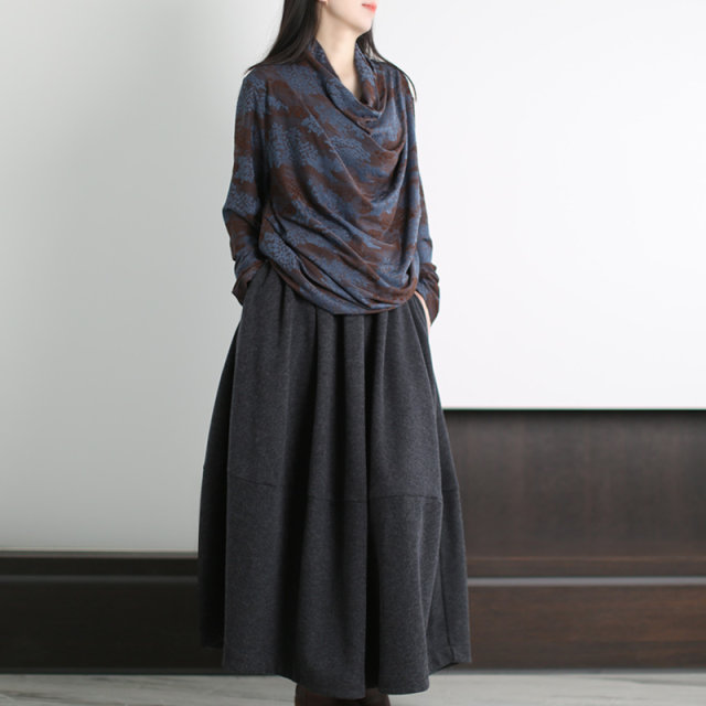 Xifeng brand autumn and winter wool cocoon skirt pineapple skirt versatile flower bud long skirt high-end Australian wool trumpet skirt
