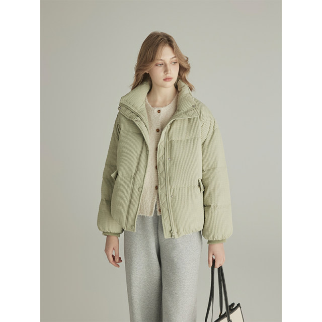 Thirty -three solid color simple hatless down jackets women autumn and winter new loose and warm thick jacket
