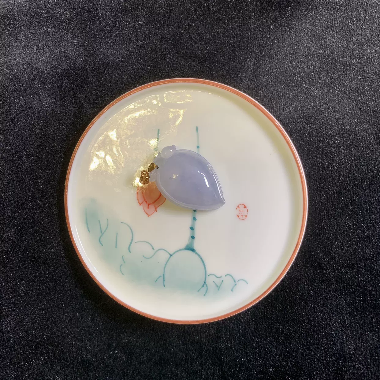 18k白金镶嵌天然翡翠a货冰晴水色树叶吊坠项链紫罗兰阳绿色