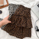 Retro fashion versatile leopard printing loose high waist and thin lotus leaf cake skirt short skirt A -line women's autumn and winter