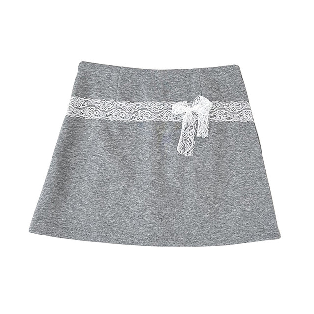 Sweet design lace lace bow with high waist slim skirt anti-exposure short skirt hip-cover skirt for women summer