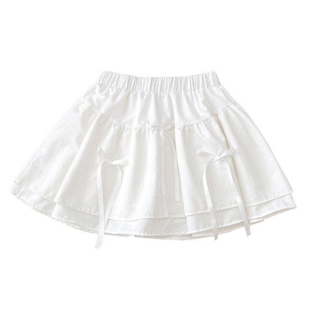 Sweet and versatile lace-up bow high waist slim ruffled skirt anti-exposure short skirt puffy skirt women summer