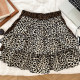 Retro fashion versatile leopard printing loose high waist and thin lotus leaf cake skirt short skirt A -line women's autumn and winter