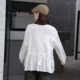European Station 2024 autumn new simple A-line waist-hugging solid color shirt splicing pullover versatile solid color shirt