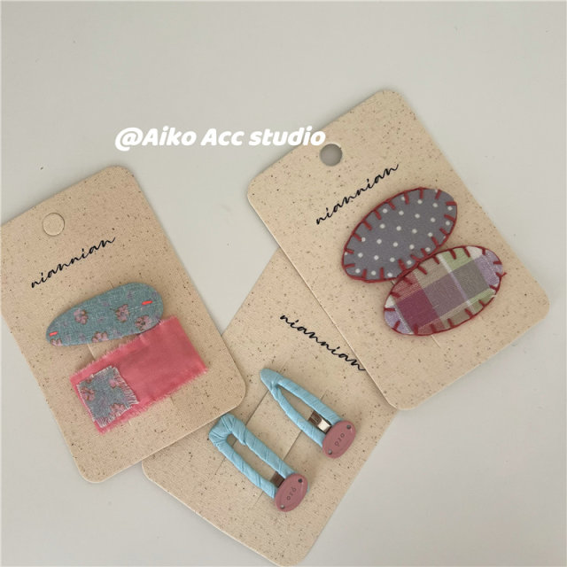 AIKO ACC Korean new children's fabric small fresh flowers hair clip BB clip bang clip