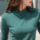 Half turtleneck long-sleeved T-shirt for women, plus size, slim fit, warm and velvet grandma autumn clothes, middle-aged mother's bottoming shirt
