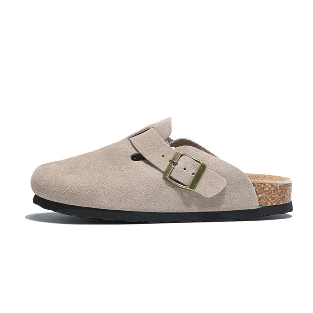 Official authentic Birkenstock shoes Baotou half-slip men's and women's shoes 2025 new winter genuine leather cork thick-soled casual slippers