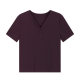 Purple V-neck Short-sleeved T-shirt for women 2025 new summer hot women's loose high-end front shoulder half-sleeved tops
