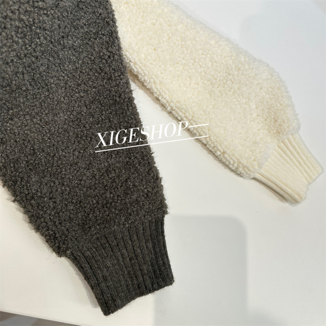 Korean wool knitted cardigan sweater jacket for women in autumn and winter loose thick large lapel double zipper short top