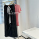 Polka dot lace lace skirt for women for elastic waist tied with streamers sweet niche A-line mid-length satin skirt summer