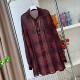 Starry Sky Flash Plaid Sunscreen 0085# Summer Long Sleeve Loose Air Conditioning Shirt Casual Mid-Length Plaid Shirt Top