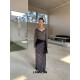 LOSLAN 25SS spring and summer new model niche pattern printed irregular lace yarn skirt
