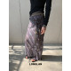 LOSLAN 25SS spring and summer new model niche pattern printed irregular lace yarn skirt
