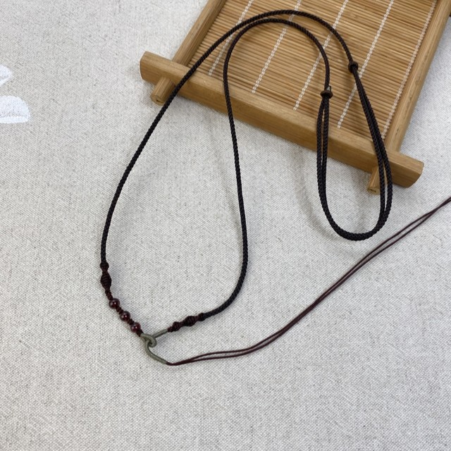 Gold pendant lanyard buckle head hand-woven jade pendant amulet necklace rope adjustable