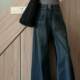 American retro wide-leg jeans for women in spring and autumn large size slightly fat mm high waist loose slim pear-shaped body pants trendy