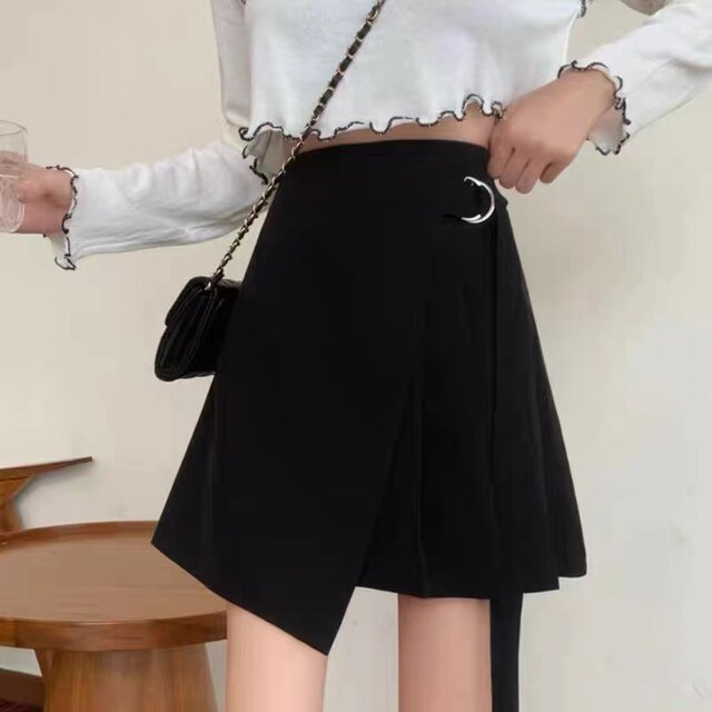 Large size fat sister high -waist pleated skirt female spring and autumn and winter new models thin and anti -free light skirt A -line skirt