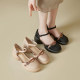 
Yierkang Baotou hollow sandals for women 2025 summer new thick heel Mary Zhen shoes mother shoes thick sole high heels
