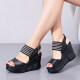 2025 New Genuine Leather Wedge Sandals for Women Summer Outerwear Platform High Heels Thick Sole Fashionable Fish Mouth Cowhide Shoes