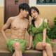 
2025 swimsuit women's skirt vacation small breasts Korean version beach bikini swimsuit women men's swimming trunks green