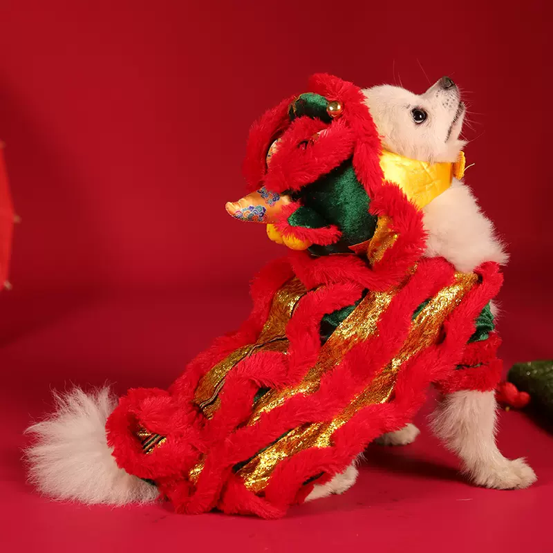 狗狗舞獅裝寵物狗衣服抖音同款舞獅子舞龍小型犬泰迪網紅搞怪唐裝 Taobao