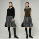 FANLE STUDIOS Autumn and winter retro MIU style flower bud mid skirt high waist temperament casual A-line plaid skirt