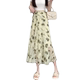 Ruffled floral skirt for women in summer 2025 new ink printing mid-length one-piece hip-pack chiffon skirt
