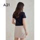 a21 women's new fashion versatile short-sleeved T-shirt sweet short women's base shirt slim fit and slim women's top