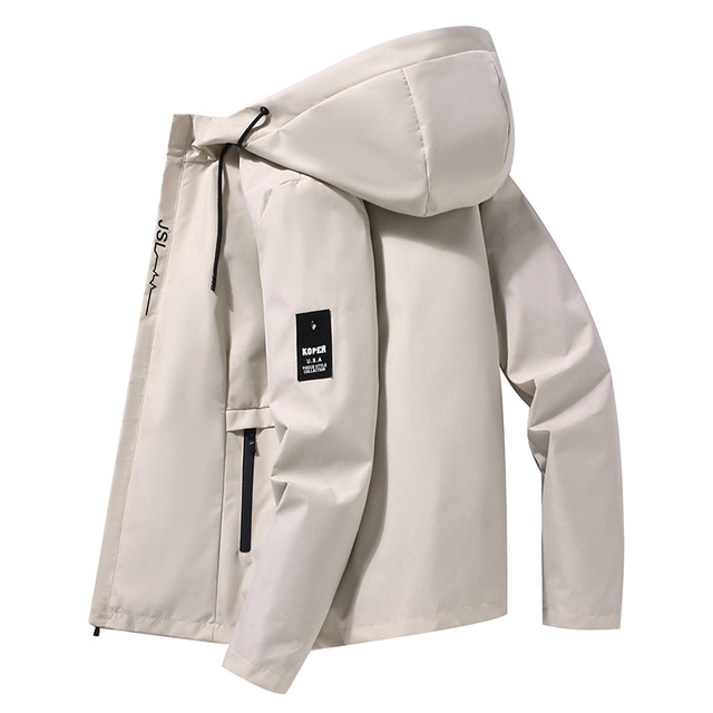2025 spring and autumn thin jacket men's jacket hooded casual loose short windbreaker men's casual jacket top