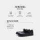 Aokang Women's Shoes 2025 Spring Light Mouth Single Shoes Genuine Leather Velcro Mom's Shoes Comfort Flat Shoes Delivered in Store
