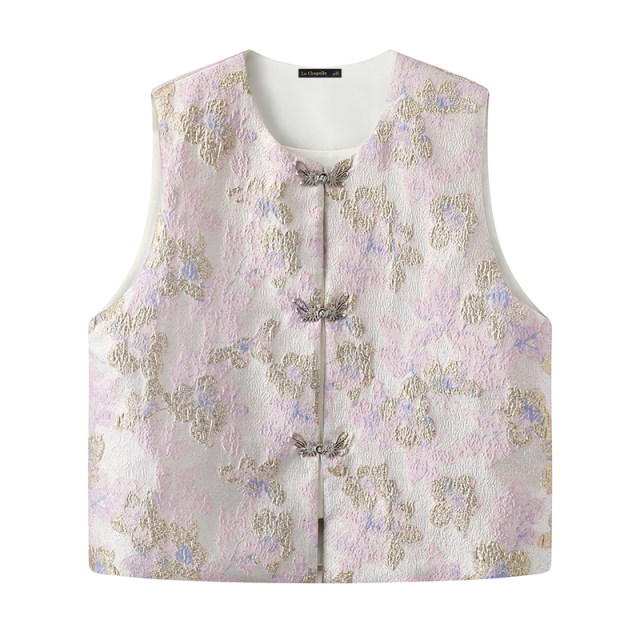 La Chapelle/La Chapelle New Chinese Style Embroidered Vest Women's Spring New Temperament Cardigan Top
