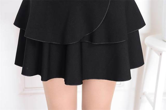 Women's large size elastic waist dancing skirt with lining anti-exposure safety pants cake versatile short skirt
