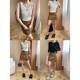 American street style niche retro work clothes double pocket design high waist A-line short skirt SN7274