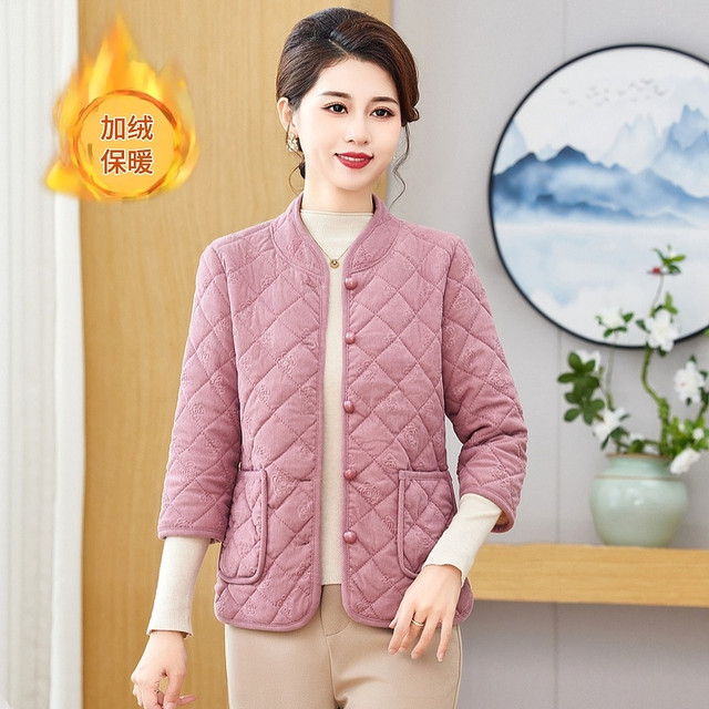 New autumn and winter new cotton coats for middle-aged and elderly people, large size loose three-quarter sleeve cotton vests, temperament, versatile and warm mother's clothing
