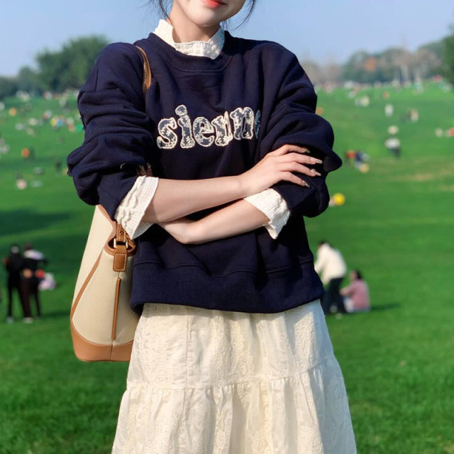 French A-line gauze skirt embroidered skirt for women 2025 spring new high-waist mid-length sweet lace cake skirt