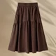 2025 summer new style loose slim skirt pocket skirt large size mid-length high-waisted A-line skirt for women