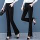 Drooping bell-bottom pants new 2025 spring fashionable high-waist slimming versatile lace spliced ​​trousers