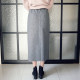 Yu Qingyan 2025 autumn and winter pocket skirt low waist rear slit wool skirt straight one-step skirt literary long skirt
