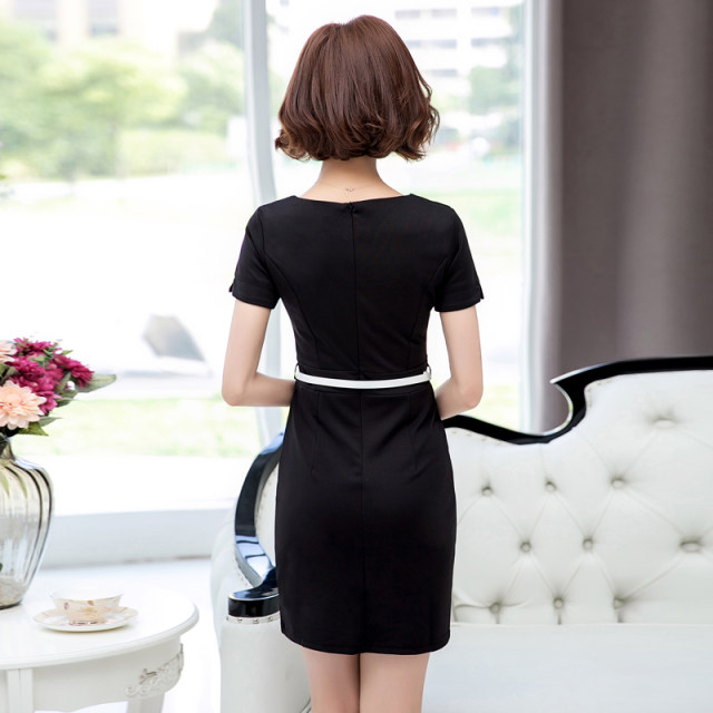 The new OL professional dress dress short -sleeved temperament slimming and thin work service commute large -size uniform hip work
