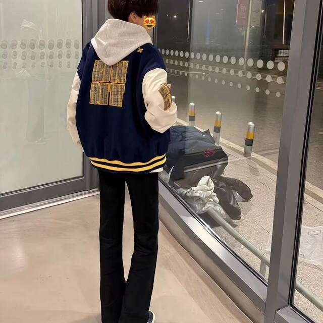 American retro embroidered contrasting baseball uniform jacket men's 2024 new autumn couple niche trendy jacket top
