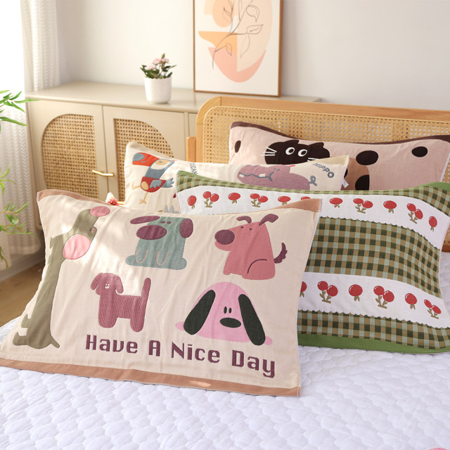 Eight-layer pure cotton gauze pillow towels, a pair of new thickened, soft and sweat-absorbent adult household covers, pure cotton pillow towels