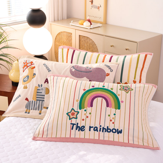 Eight-layer pure cotton gauze pillow towels, a pair of new thickened, soft and sweat-absorbent adult household covers, pure cotton pillow towels