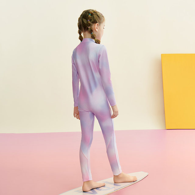 
Sanqi new girls swimsuit casual sports long sleeve trousers sun protection children one-piece surfing large size swimming suit