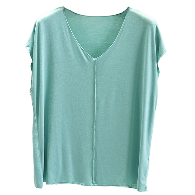 Modal Sleeveless T -shirt Female Summer Loose Loose Lesson Character Thin Models Slender and Weaving V -neck Version
