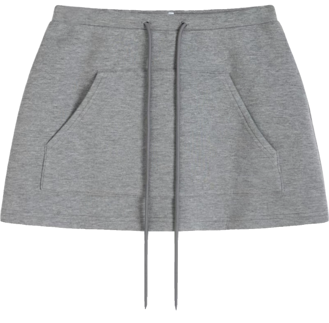 2024 autumn and winter new style plus velvet drawstring sweatshirt cotton A-line skirt skirt casual sports skirt