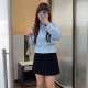 Black commute A -line suit short skirt women autumn and winter versatile large size cover high waist high waist anti -bare woolen hip skirt